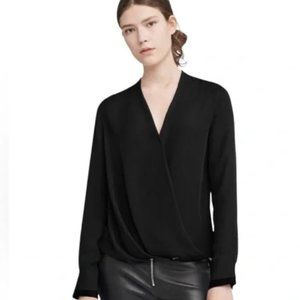 Like NEW $350 Rag & Bone Black surplice v neck silk